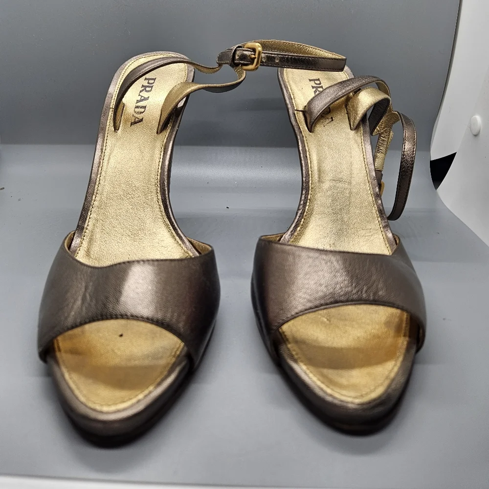 Prada Ankle Strap Leather Sandal - Picture 1 of 6